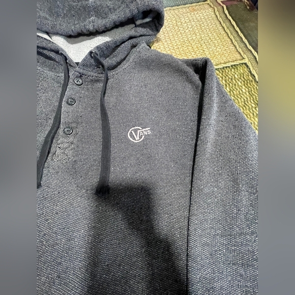 Vans Dark Gray Hoodie with Buttoned Neckline - Picture 3 of 9